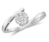Diamond Anniversary Ring 14k White Gold Cluster Set (1/4 Carat), Size 6