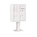 Salsbury Industries 3410DA-06WHT 4C Pedestal Mounted Horizontal Mailbox, Front Loading, Double Column, 6 MB1 Doors, 2 PL6