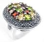 Sterling Silver Marcasite Gemstone Palette Ring(Sizes 5,6,7,8,9)