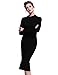PrettyGuide Women Mock Neck Elegant Fishtail Wiggle Ruffle Midi Sweater Dress