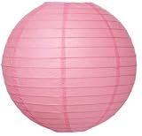 Parallel Ribbed Pink 12-Inch Round Paper Lantern