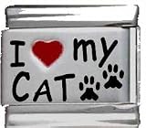 Clearly Charming I Heart My Cat Red Heart Laser Italian Charm