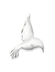 Sterling Silver Satin Finish Diamond Cut Hummingbird Pin