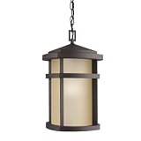 Kichler Lighting 11066AZ Lantana 1-Light Fluorescent Outdoor Pendant, Architectural Bronze with Light Umber Glass