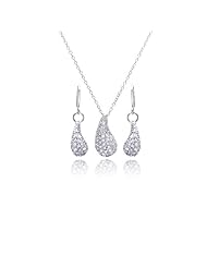 Nickel Free Sterling Silver Pendant & Earring Sets CZ Covered Teardrop Set Pendant Measurementlength: 19mm Width: 9.4mm Earrings Masurement Length: 15.5mm Width: 7.15mm