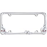 3D Double Skulls w  Red Eyes Car Truck SUV Chrome License Plate Frame 