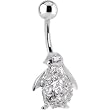 Sterling Silver 925 Cubic Zirconia Penguin Belly Ring