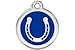Red Dingo Custom Engraved Dog ID Tag - Lucky Horseshoe Small/Dark Blue