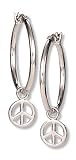 STERLING SYMBLZ Hoop with Peace Sign Charm