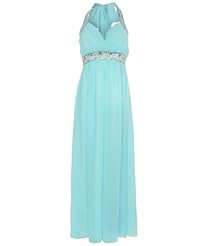 Empire   Waistline Sequined Ruched Sheer Wrap Halter Sleeveless Chiffon/Polyester/Satin Evening Dress/Bridesmaid Dress/Party Dress/Maxi Dress 