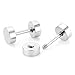 JewelrieShop Black Faux Gauges Plugs Earrings for Men Stainless Steel Dot Disc Studs Circle Flat Back Cheater Tunnel Dumbbell Earrings Women(18 Gauges,2 Pairs,3-14mm,Black and Silver)