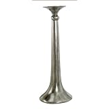 Homescapes - Silver Skirt Candlestick - 44 cm (17 in) Tall - 100% Aluminium - Distressed Antique Finish - Decorative Candle Holderby Homescapes