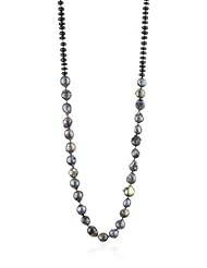 Lena Skadegard "Galatea" Black Spinel, "Rustic" Pearl and Diamond Ball Necklace