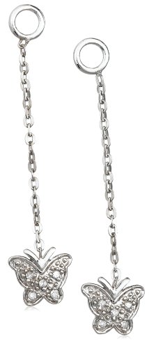 Sterling Silver Diamond Butterfly Drop Earring Jackets