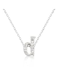 Alexander James White Gold Rhodium Plated Micro Pave Cubic Zirconia D Initial Pendant with Lobster Clasp set in Silvertone All pendants come with 16 Inch chain.