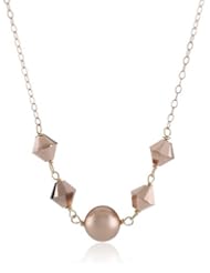 Swarovski Elements Bicone and Round Bead Rose Gold Plated Silver Chain Necklace, 16"