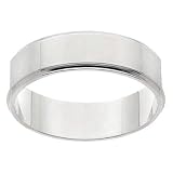 14k White Gold Flat Edge Men's Band, 6mm.