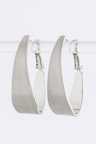 CONTEMPO COUTURE TAPER OVAL HOOP EARRINGS (Silver)