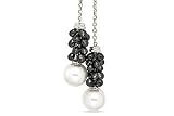 10-11mm South Sea Pearl and 11 1/2 Carat Black Diamond Bead 14K White Gold Necklace