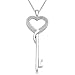 Sterling Silver Diamond Heart Key Pendant (1/10 cttw, I-J Color, I2-I3 Clarity), 18