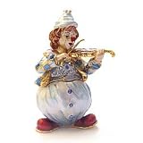 Clown W/ Violin Keepsake Box Swarovski Crystals Gold Jewelry Trinket