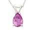 All-Natural Genuine 5x3 mm, Pear Shape Pink Sapphire pendant set in 14k White Gold