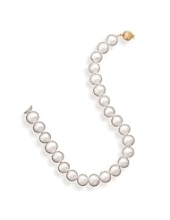 MMA Silver - 16.5 inch 11.5-12.5mm Cultured Freshwater Pearl Necklace with a 14 Karat Yellow Gold Clasp