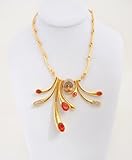 Gold Plated Ruby Crystal Earring and Necklace Set in Fancy Gift Box with Free Shipping