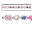 STERLING SILVER MULTI-COLOR C.Z. PEAR SHAPE LINK BRACELET, 7.5"