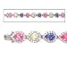 STERLING SILVER MULTI-COLOR C.Z. PEAR SHAPE LINK BRACELET, 7.5"