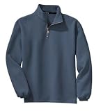 NEW Port Authority Signature - Sueded Finish 1/4 Zip Sweatshirt Steel Blue-S