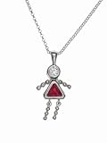 Sterling Silver Girl July Birthstone Necklace with Rolo Chain
