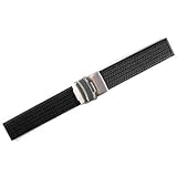 Men's Rubbertech (TM) Silicone Rubber? Watchband Stainless Steel Deployment Buckle Black 18mm