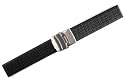 Men's Rubbertech (TM) Silicone Rubber&nbsp; Watchband With Stainless Steel Deployment Buckle.&nbsp; Black, 20mm width, Adjustable Length