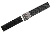 Men's Rubbertech (TM) Silicone Rubber&nbsp; Watchband Stainless Steel Deployment Buckle Black 18mm