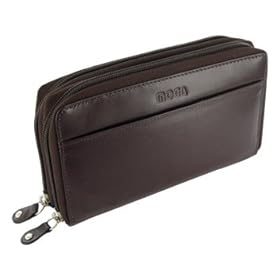 Womens Leather Check Book Organiser Money Wallet