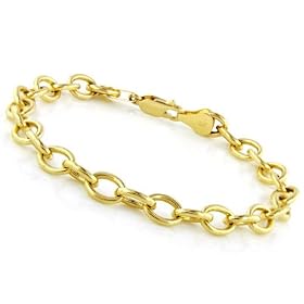 14K Yellow Gold Rolo Link Bracelet 7.2" by