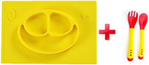 MadisonRose Silicone Placemat with Built-In Plate for Babies, Toddlers and Kids, Suctions to Table, Yellow
