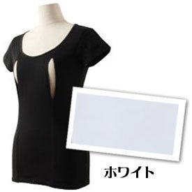 穴あき授乳シャツ 一分袖 （ホワイト/フリーサイズ/穴あきシャツ/モーハウス授乳服）