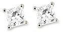 Certified Platinum, Princess-Cut, Diamond 4-Prong Stud Earrings (1 cttw, G-H Color, VS2 Clarity)