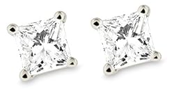 Certified Platinum, Princess-Cut, Diamond 4-Prong Stud Earrings (1 cttw, G-H Color, VS2 Clarity)