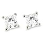 Certified Platinum, Princess-Cut, Diamond 4-Prong Stud Earrings (1 cttw, G-H Color, VS2 Clarity)