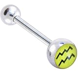 Zodiac Sign AQUARIUS SYMBOL Logo Barbell Tongue Ring