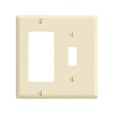 Leviton 80405-A Dual-Gang Combination Wall Plate (1 Decora/1 Toggle), Almond