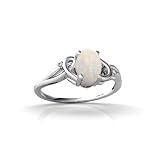 14K White Gold Genuine Oval Opal Ring