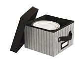 Richards Homewares 6398121000 China Storage Dessert Plate Chest – Gray & Black Stripe