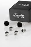 Cufflinks and Studs Black circular enamel with octagon edge