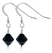 8 MM Black Swarovski Crystal Bicon Sterling Silver French Ear Wire Hook Drop Earrings