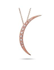 Rose Gold Vermeil CZ Crescent Moon Pendant