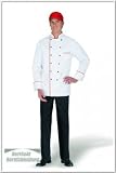 Kochjacke Deluxe 1/1-Arm weiß m. roter Paspelierung